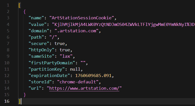 artstation cookies export